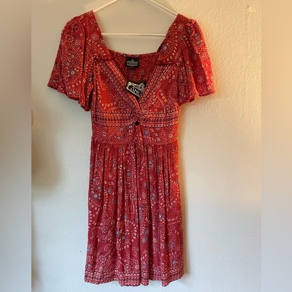 ANGIE Red Paisley Mini Dress, NWT Size S